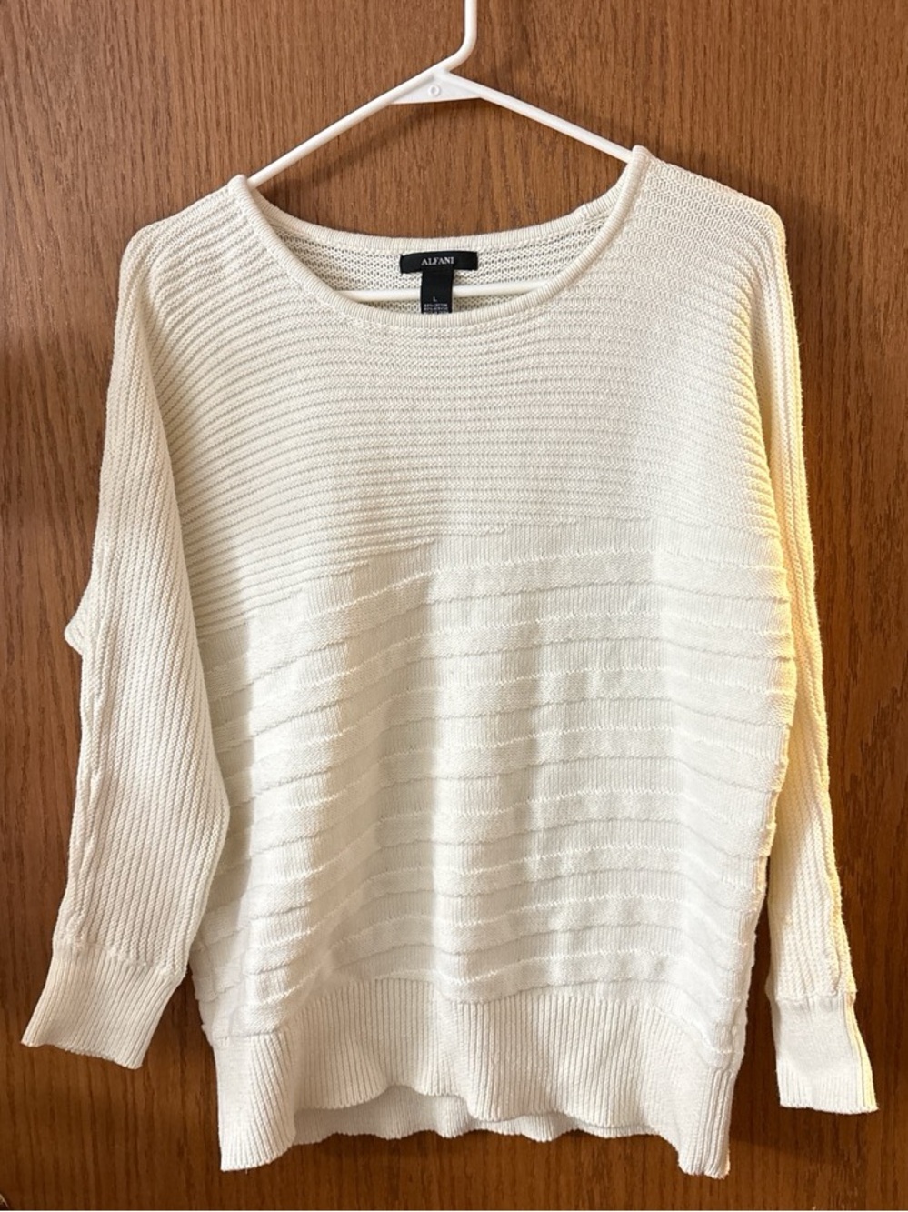 Alfani Women's Cream Scoop-Neck Ribbed Knit Sweater